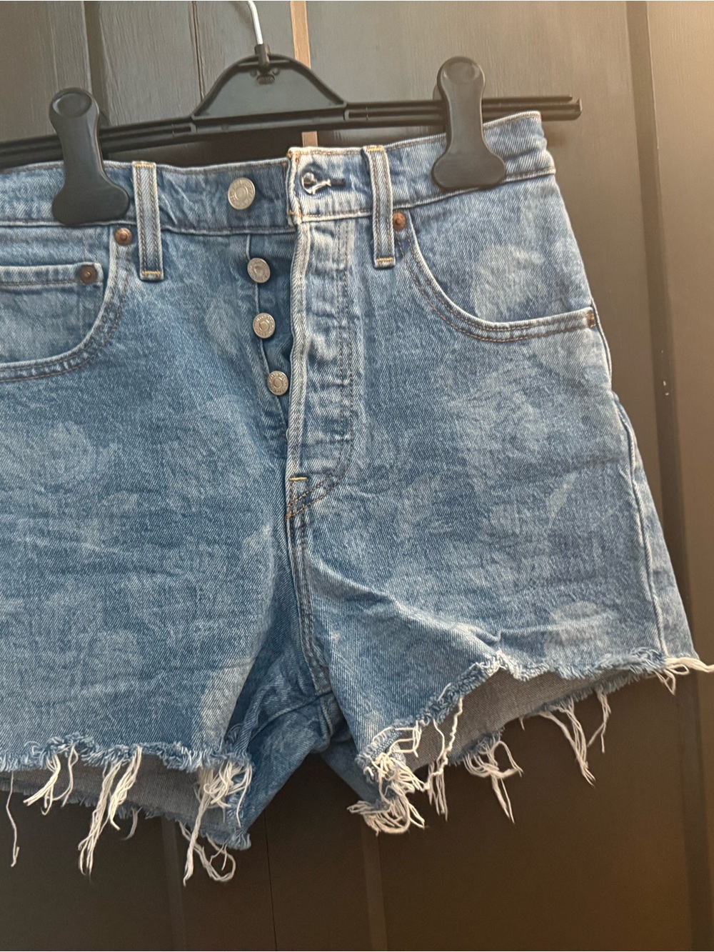 Levi's Light Blue High-Waist Button-Fly Denim Shorts